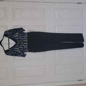 Aidan Mattox beaded top romper, New with tags, size 6. Black bottom.
